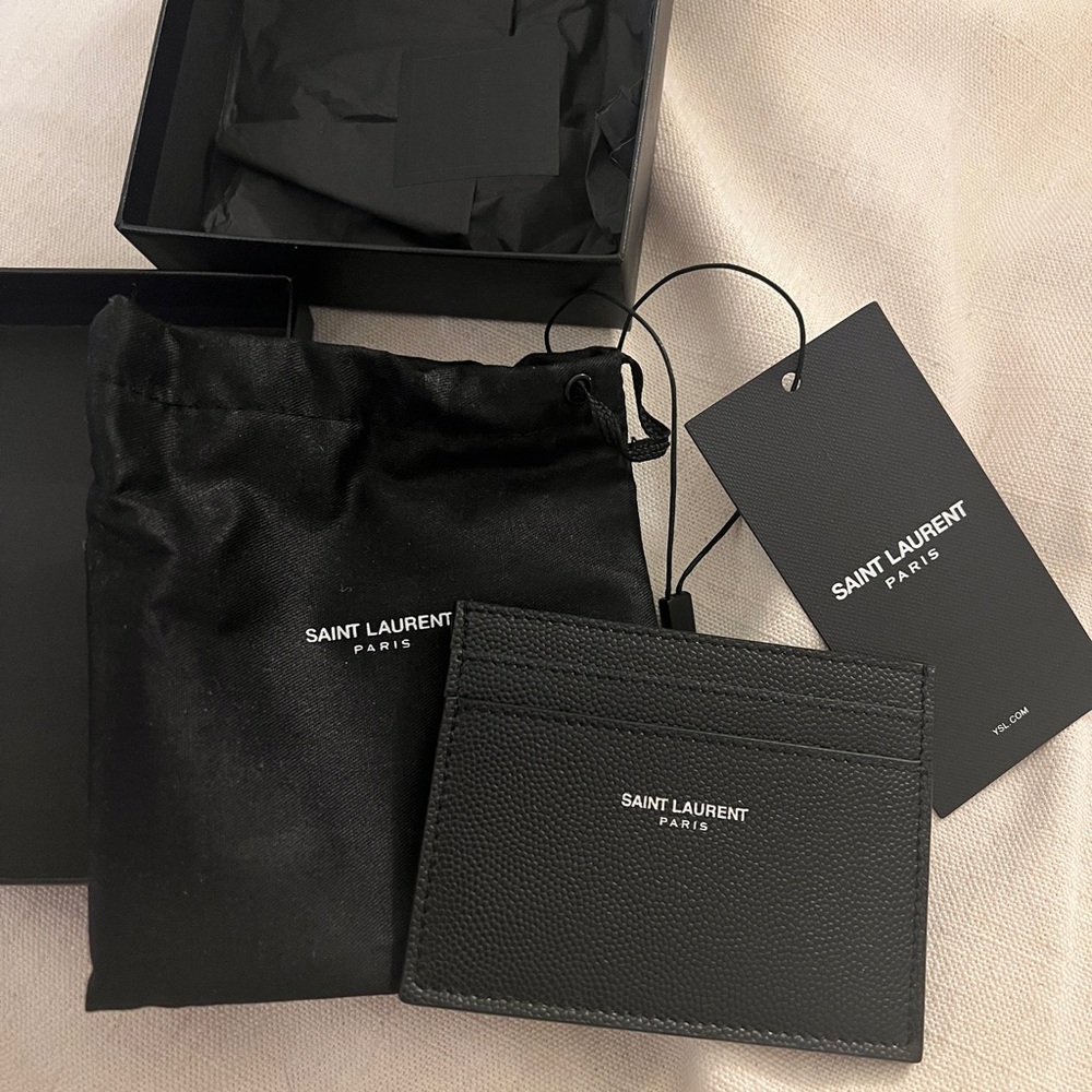 Saint Laurent YSL NEW Pebbled Leather Card Holder
